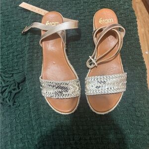 Women's Metallic Braided Strap Sandals - Gold